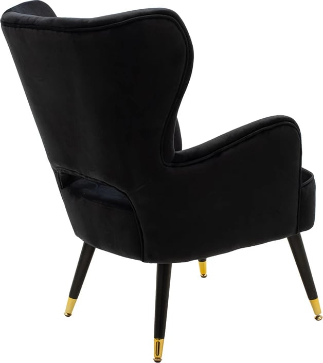 Fotel Lark në kadife të zezë 65x74x90cm