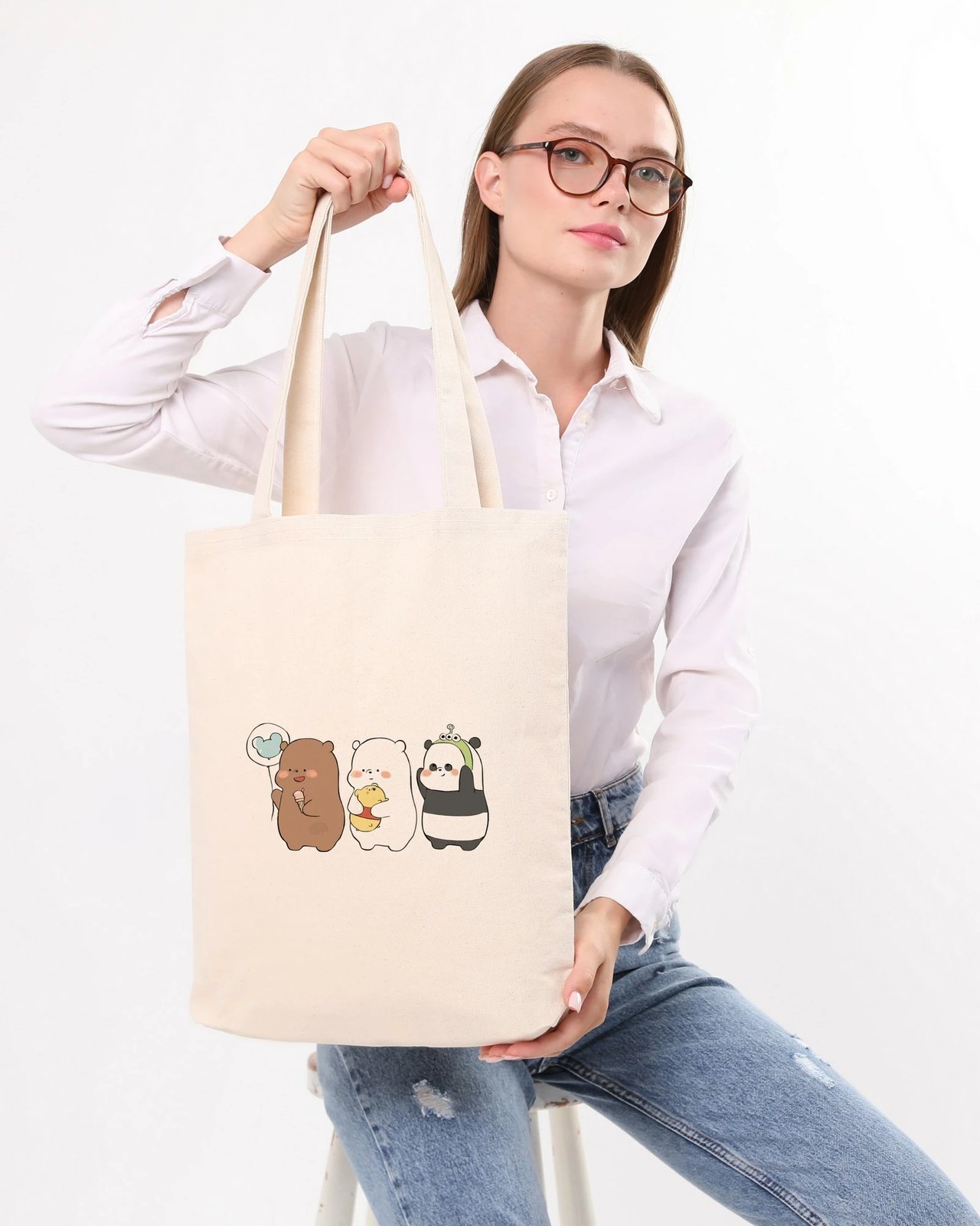 Torbë tote Zoozie Bags, krem, 35x40x8cm