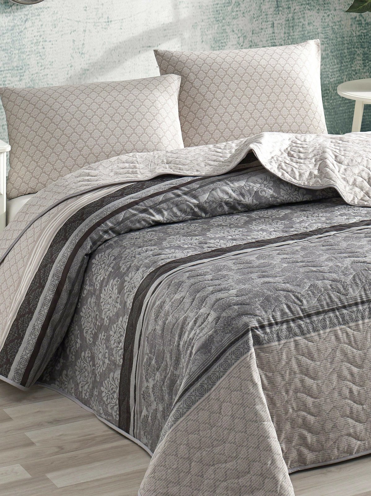 Set mbulesë krevati teke, L'essentiel, Creative, gri