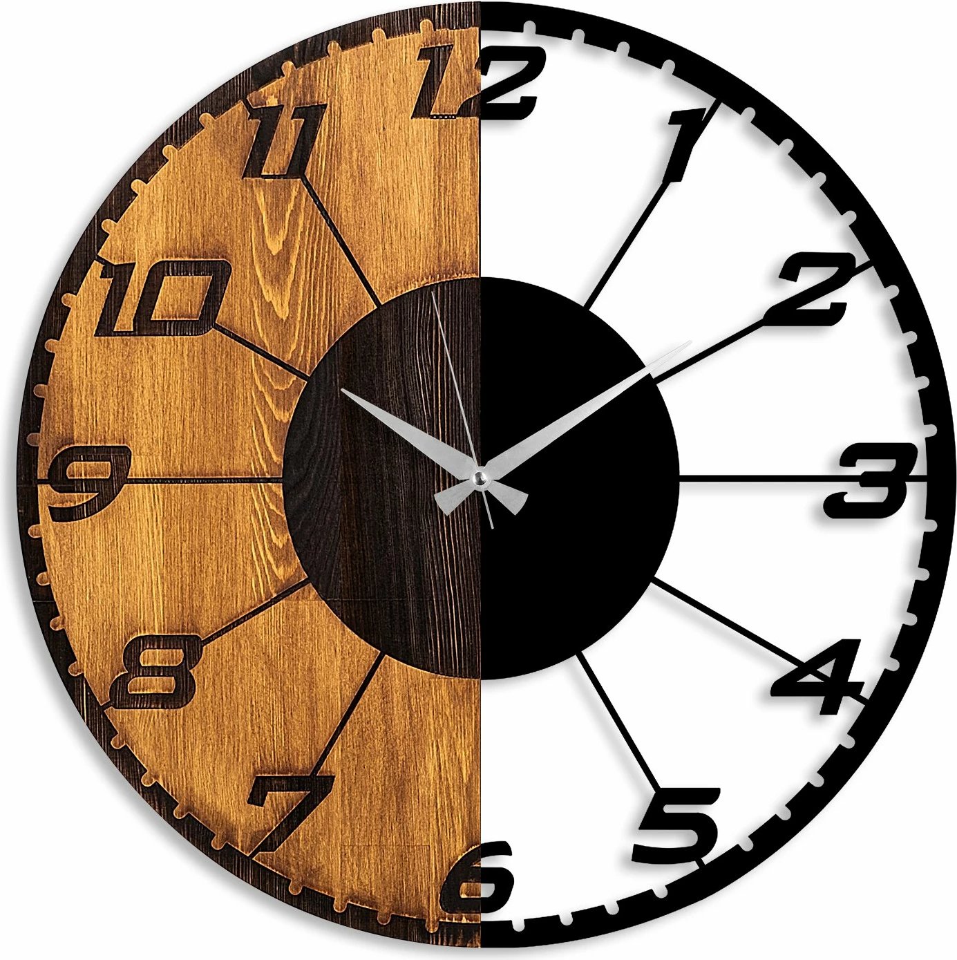 Orë muri dekorative prej druri, Wallity, Linear, ngjyrë arre dhe e zezë