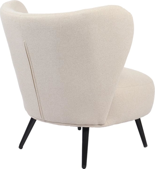 Fotel Nagreta, material krem, këmbë metalike të zeza, 77x73x74cm