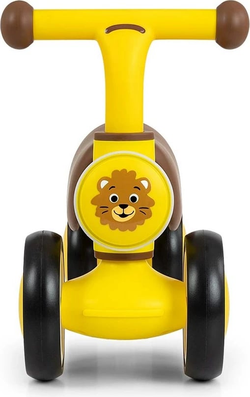 biçikletë pa pedale fëmijësh Milly Mally York 4 rrota LED dhe tinguj 12-36 muaj e verdhë