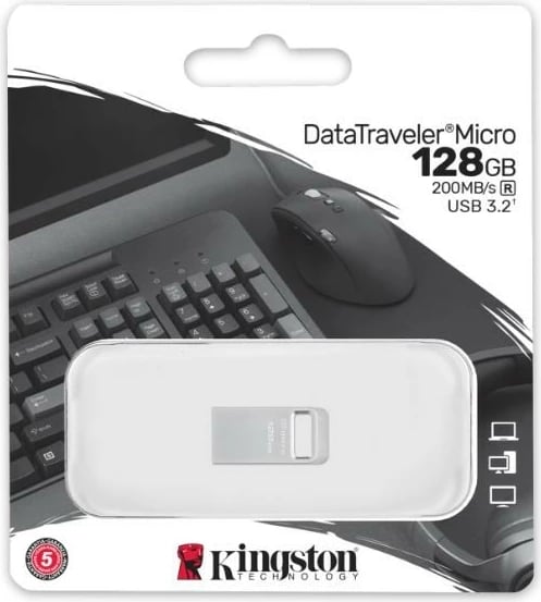 Pendrive Kingston DataTraveler Micro G2, 128GB, USB 3.2 Gen1, Silver
