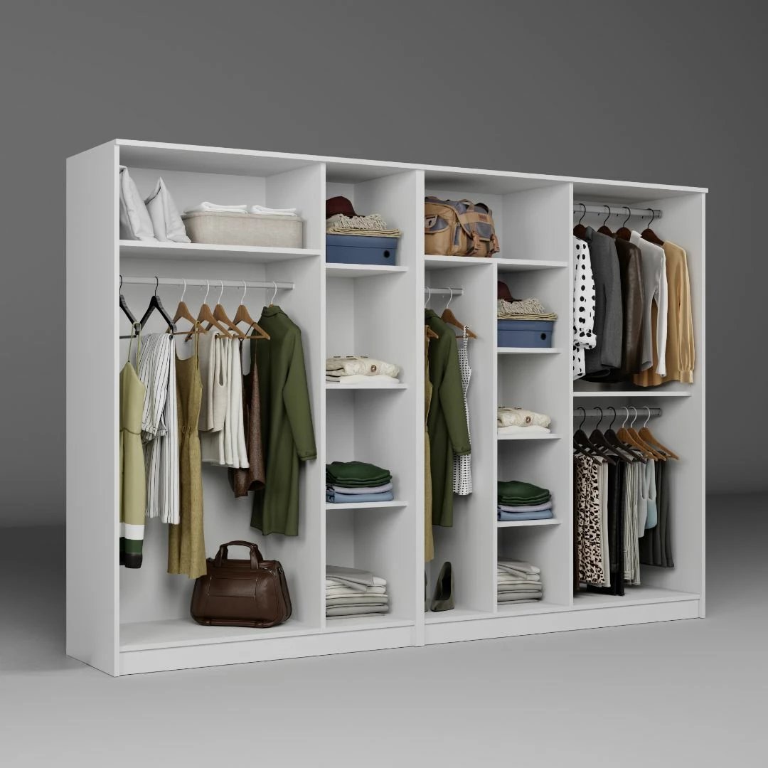 Dollap garderobe Skye Decor, Kardelen 1600-106, i bardhë, 280x180x51.8cm