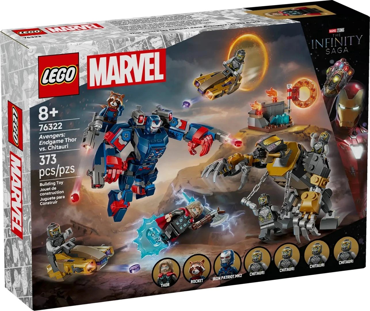 Set LEGO Marvel 76322 Avengers: Endgame Thor vs. Chitauri, 373 pjesë, 7 minifigura