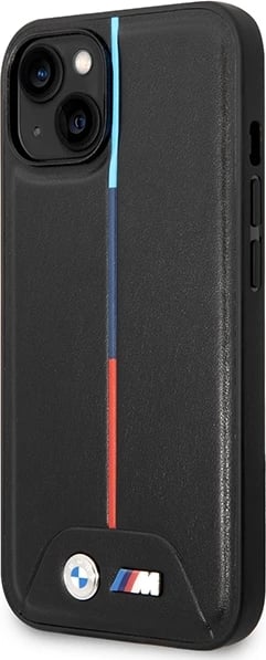 Mbështjellës BMW Quilted Tricolor BMW000811-0 hardcase për iPhone 15/14/13 (6.1 inç), TPU/PC lëkurë eko, i zi