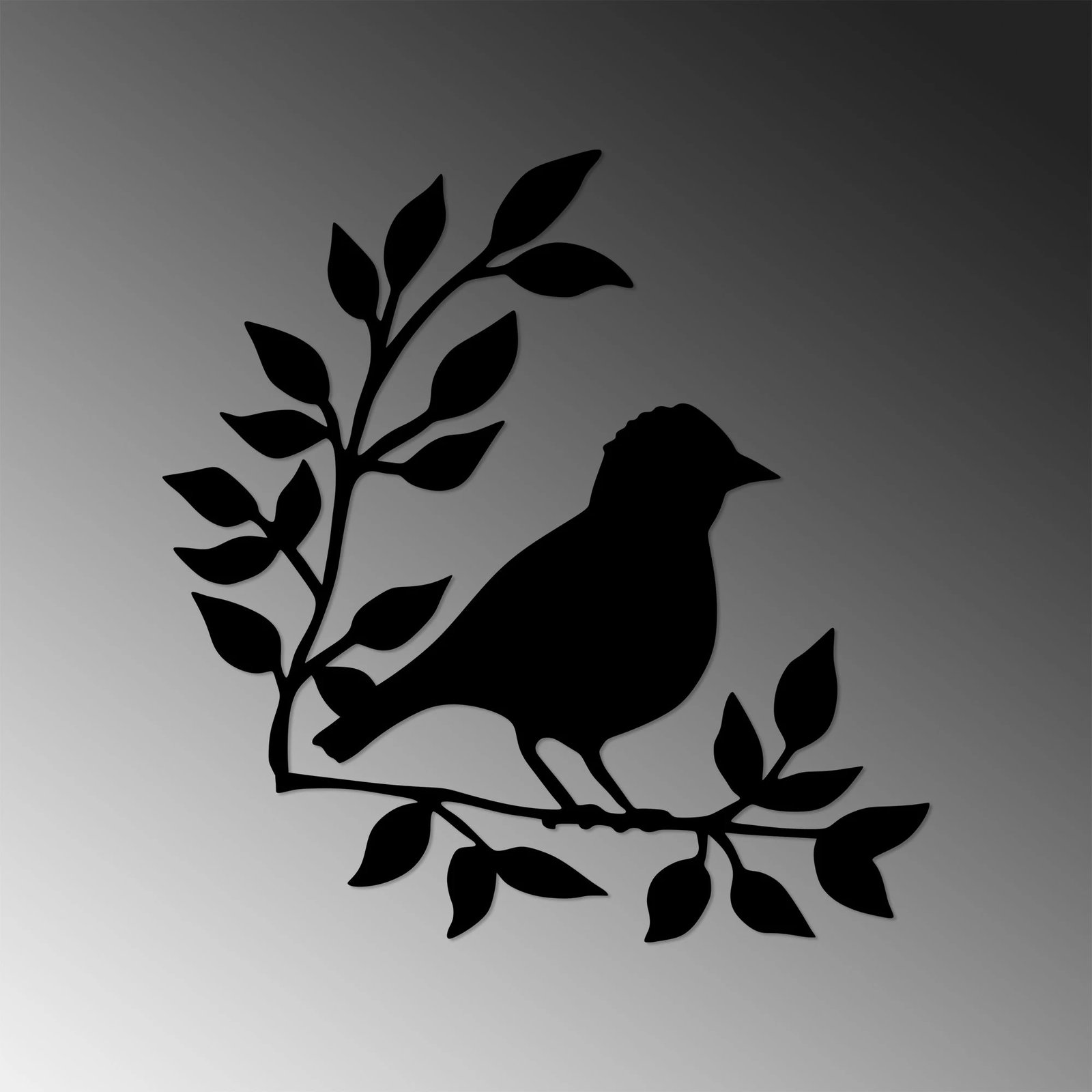 Aksesor dekorativ metalik për mur, degë dhe zog, Wallity - 441