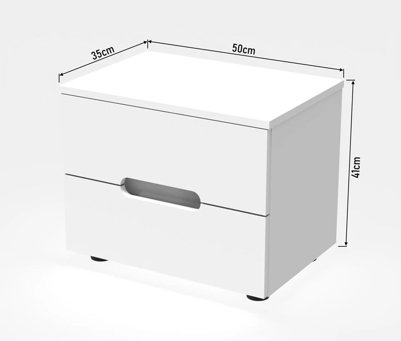 Komodinë Afina MDF, ngjyrë e bardhë me shkëlqim, 50x35x41cm