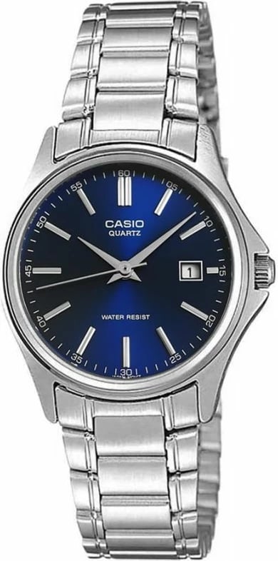 Orë dore për femra Casio, argjendtë me të kaltër