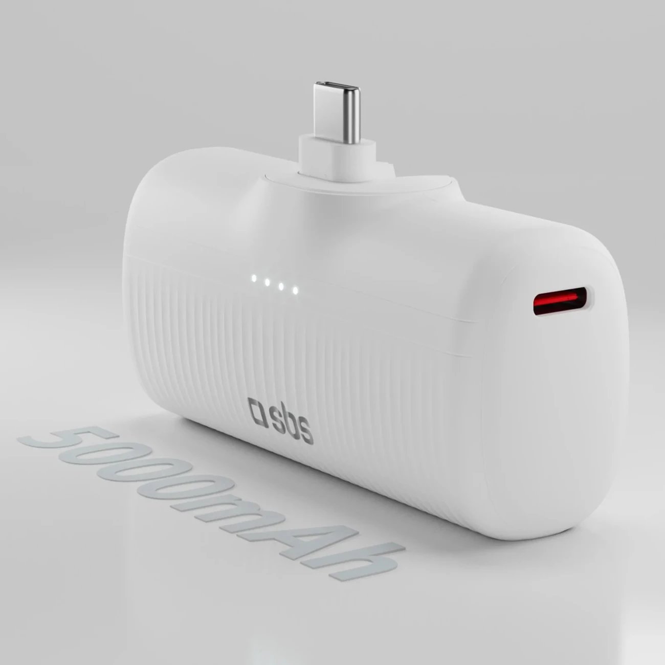 Powerbank SBS EcoPower 5000 mAh 10W, USB-C, Bardhë