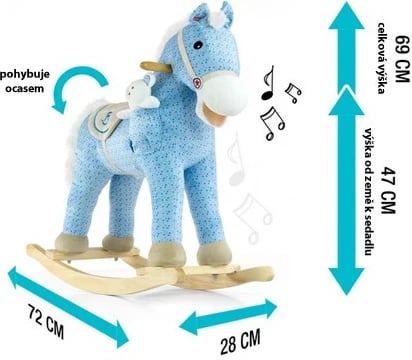 Kalë lëkundës, Milly Mally, Pony, me tinguj dhe lëvizje, 74x28x58 cm, deri 30 kg, me lodër pelush, vjollcë