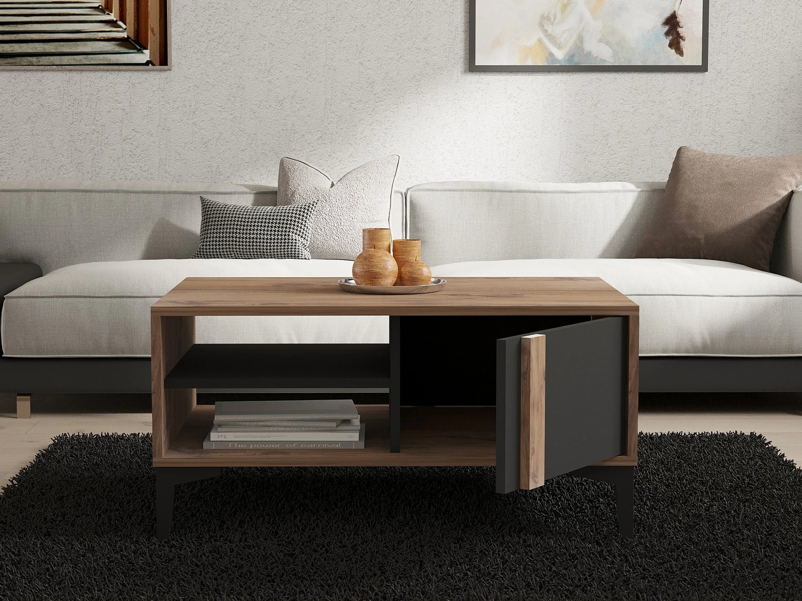 Tavolinë për kafe Hanah Home, Sonay, ngjyrë Atlantic dhe antracit