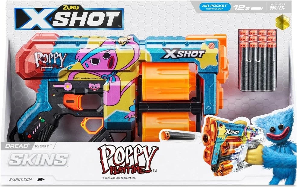 Blaster lodër ZURU X-Shot Dread Skins Launcher Kissy, 12 shigjeta, shumëngjyrësh