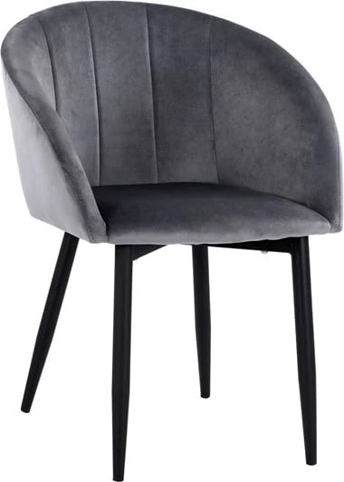 Karrige me krahë Bessie FH8699.01, kadife gri me kornizë metalike, 60x62x80 cm., set prej 2 copë