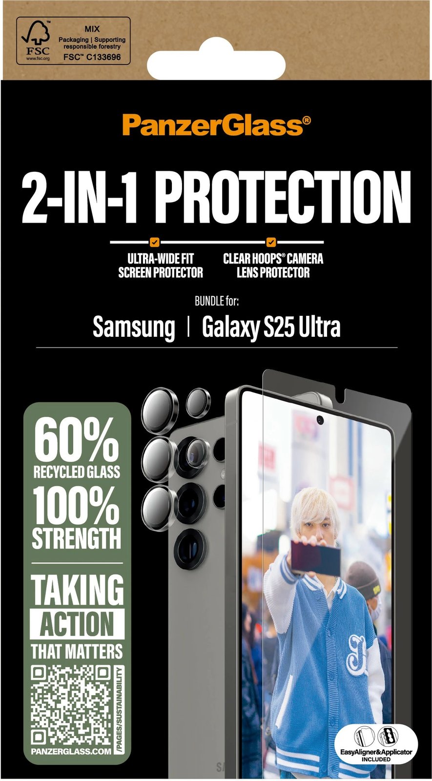 Mbrojtës ekrani PanzerGlass 2-in-1 për Samsung, transparent