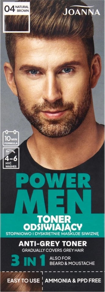 Toner për flokë për burra Joanna Power Men De-Graying 04 Natural Brown 80g
