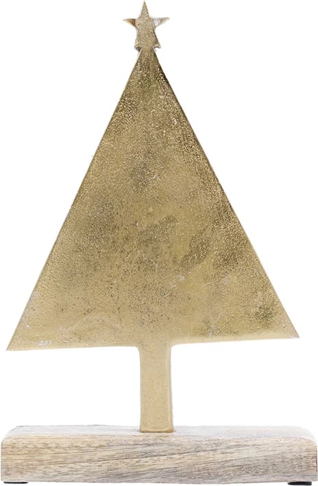 Dekorim pemë për Krishtlindje FELIZ, dru dhe alumin, 18x5x28 cm, ngjyrë bronzi