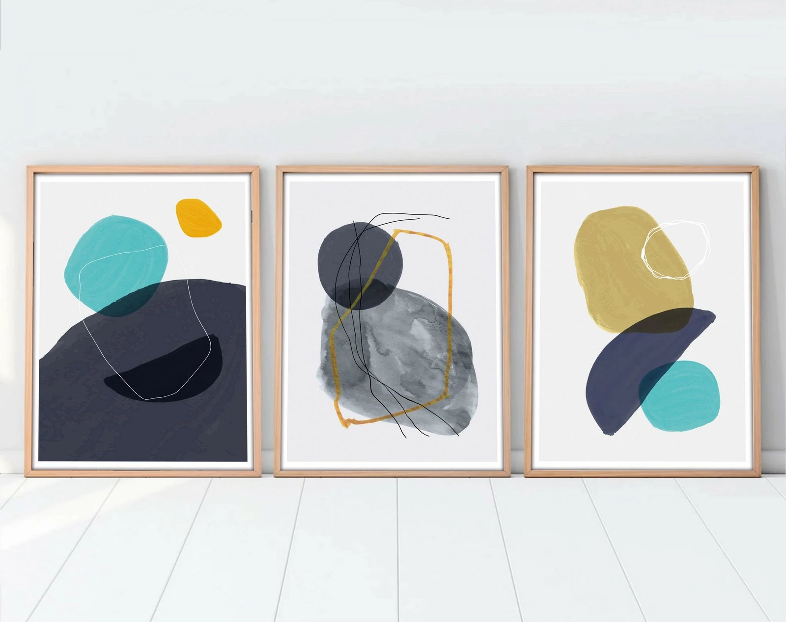 Pikturë dekorative me kornizë, MDF, 3 pjesë, Wallity, Huhu118, 50x35cm