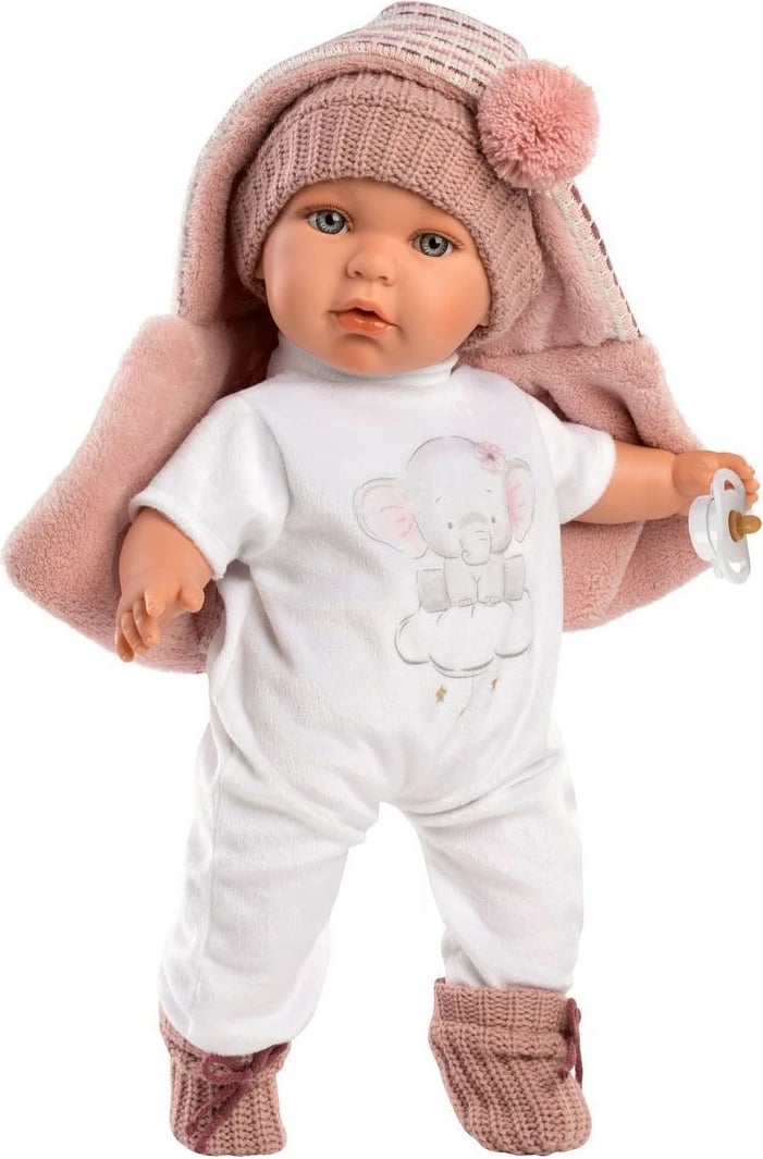 Kukull që qan, Llorens Julia 42406, 42 cm, me zë, me biberon, bateri të përfshira, rozë