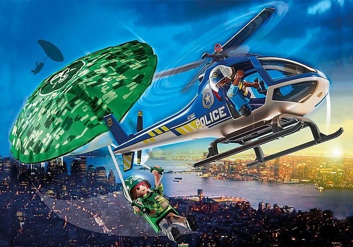 Set lodrash Playmobil City Action 70569, helikopter policie me figura, 89 pjesë