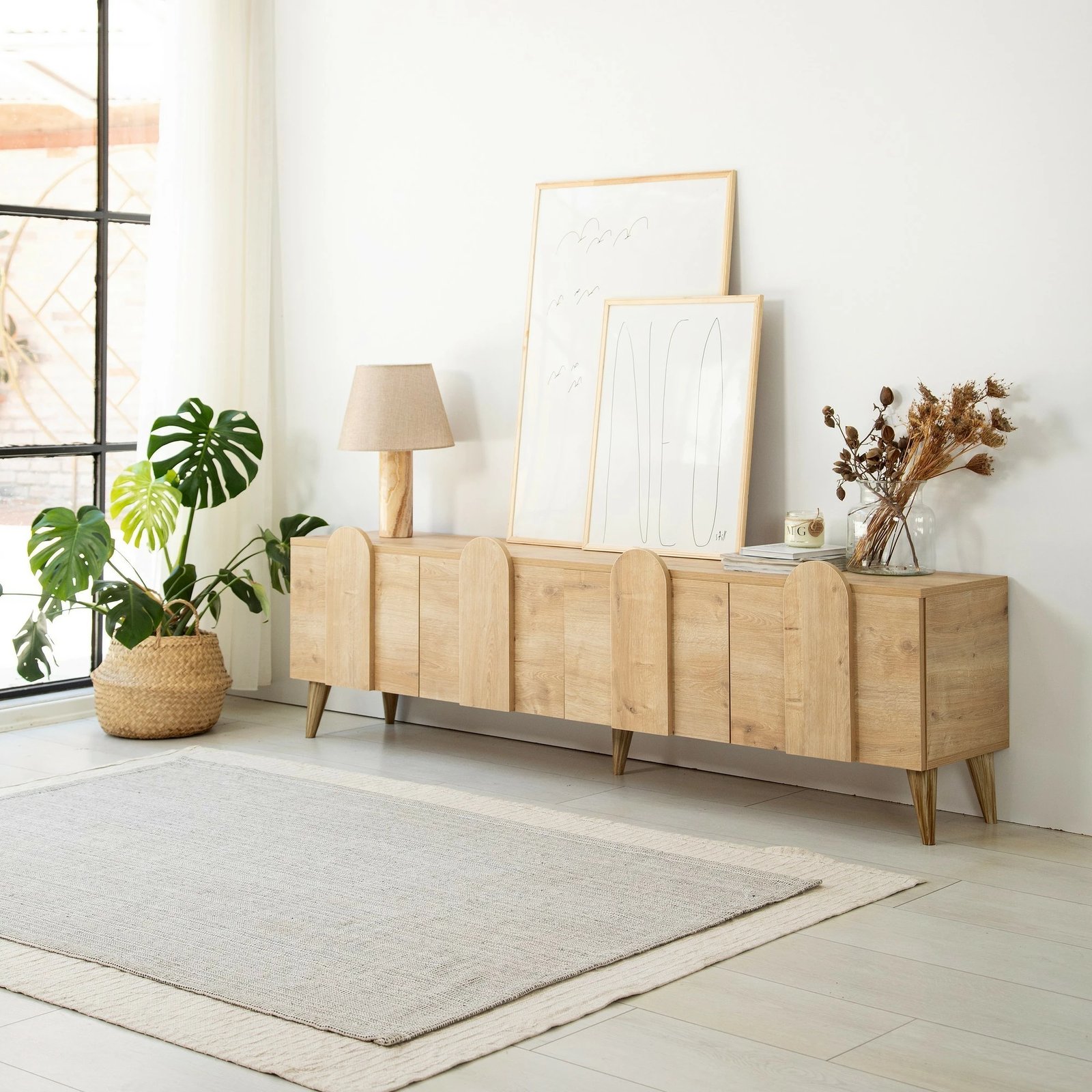 Komodë për TV Hanah Home, New Line - ngjyrë lisi, v2