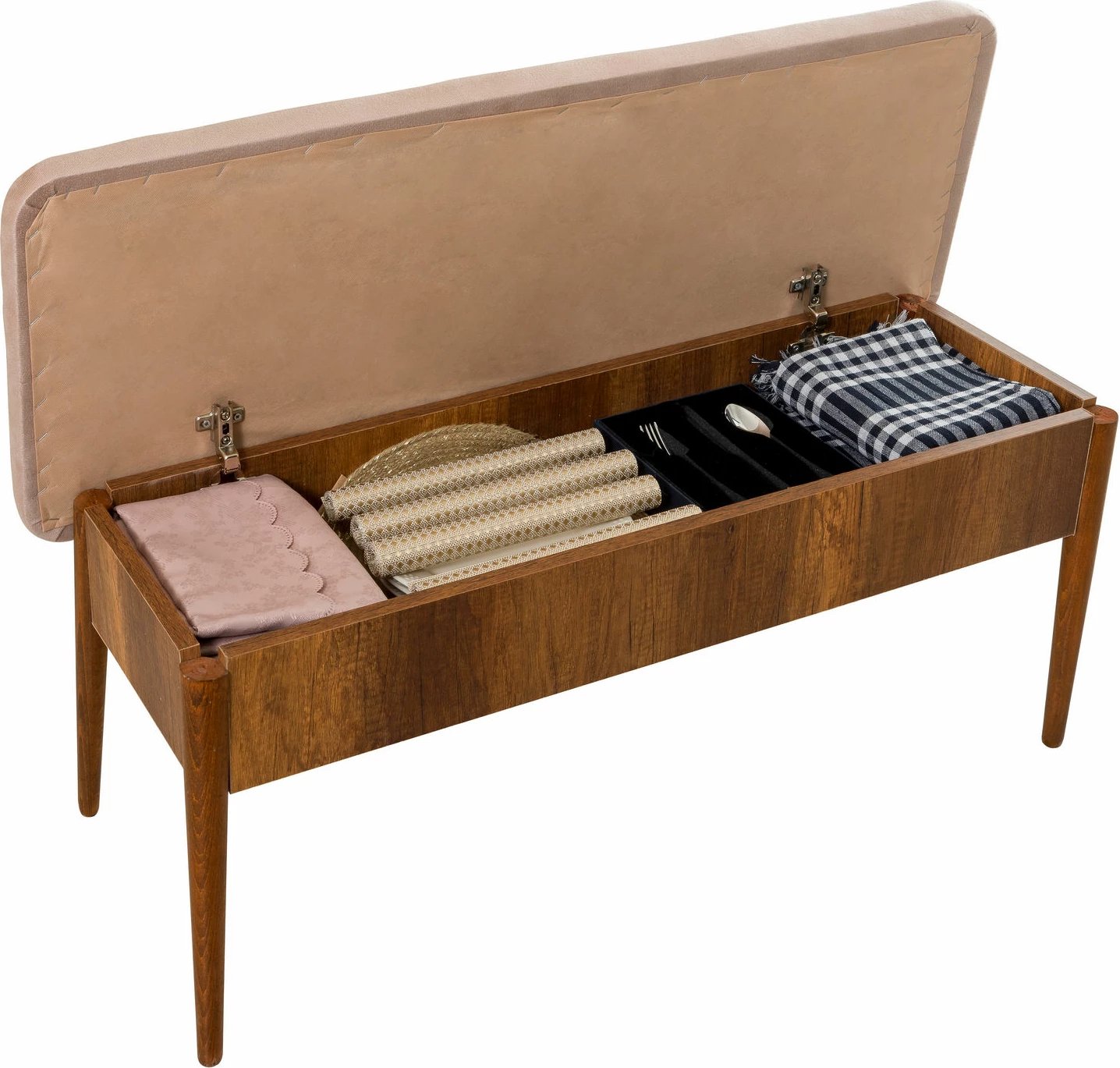 Bankë me depo, ngjyrë arre dhe gur, Skye Decor