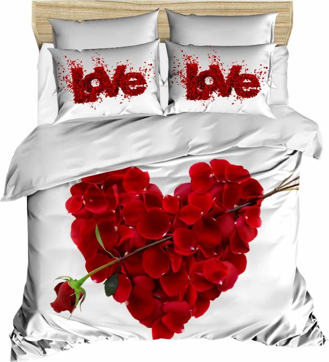 Set mbulesë për jorgan king size, dizajn me trëndafila të kuq, L'essentiel, 194
