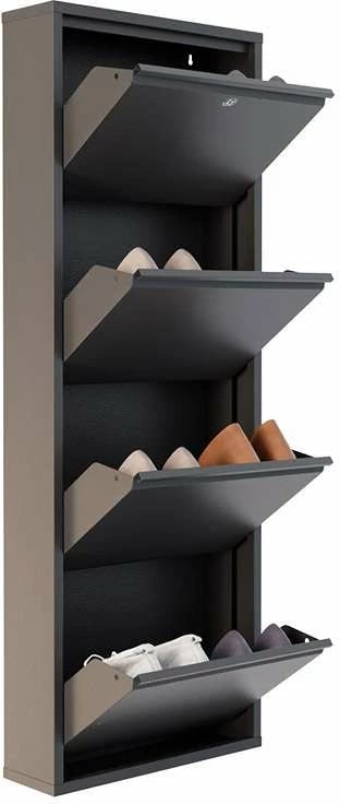 Dollap për këpucë Skye Decor, 4 pjesë, metal, ngjyrë antracit, me kyçje