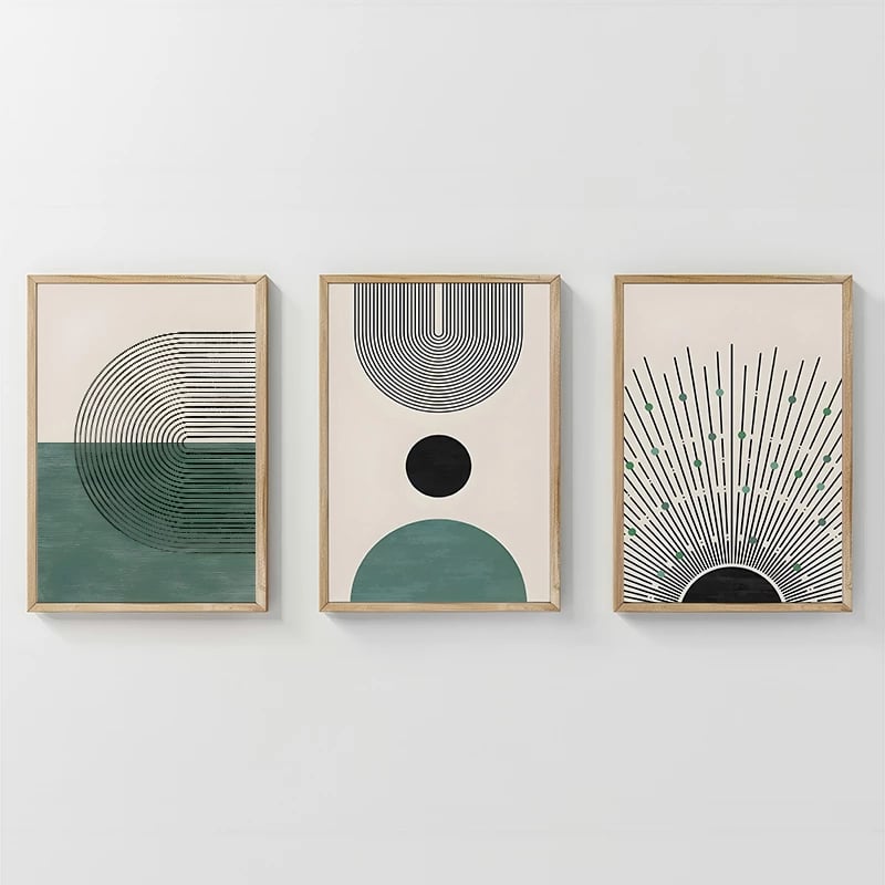 Set pikturash muri në kornizë Kertia, triptik, printim dixhital, 33x1.5x48cm