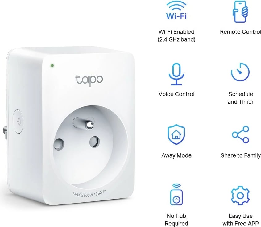 Prizë e mençur TP-LINK Tapo P100, 2-pack, WiFi, e bardhë