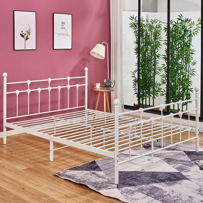 FH575.02, JACINDA Metallic Bed 150x200cm, White Color