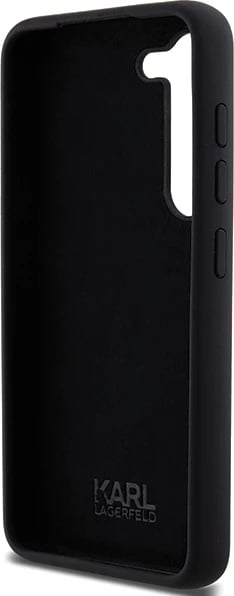 Mbështjellës Karl Lagerfeld Silicone Ikonik Metal Pin për Samsung Galaxy S23, i zi