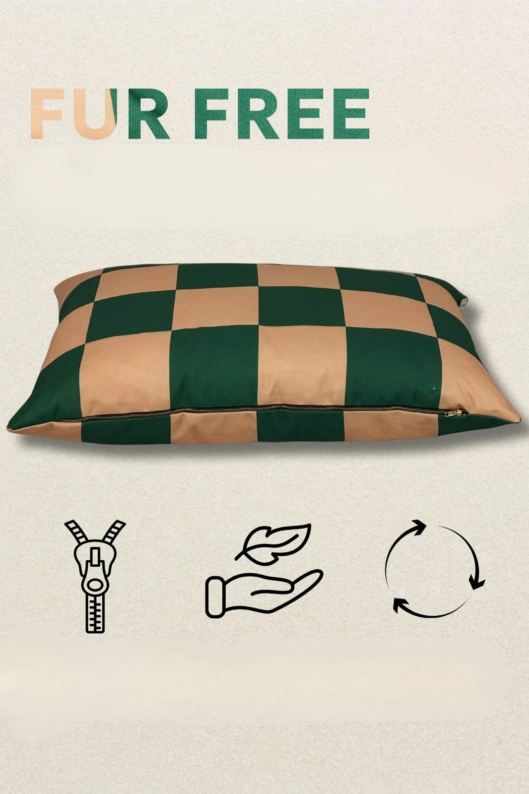 Shtrat për kafshë Paws & Whiskers, Fur Free, 64x88, ngjyrë e gjelbër dhe bezhë