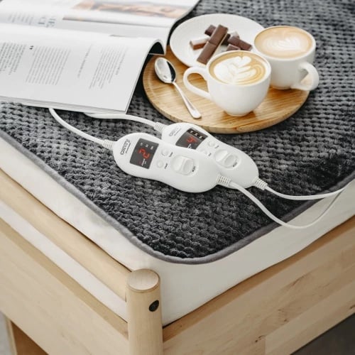 Nën-batanije elektrike me timer, Adler Camry CR 7417, dyshe 150x160 cm, 8 nivele ngrohjeje, 2x60W, lahet në 30°C, gri