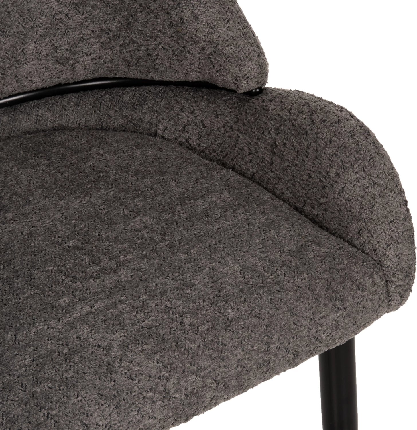 Karrige SARKY FH8585.01, pëlhurë boucle gri, këmbë metalike të zeza, 55x62x89H cm., set prej 2 copë