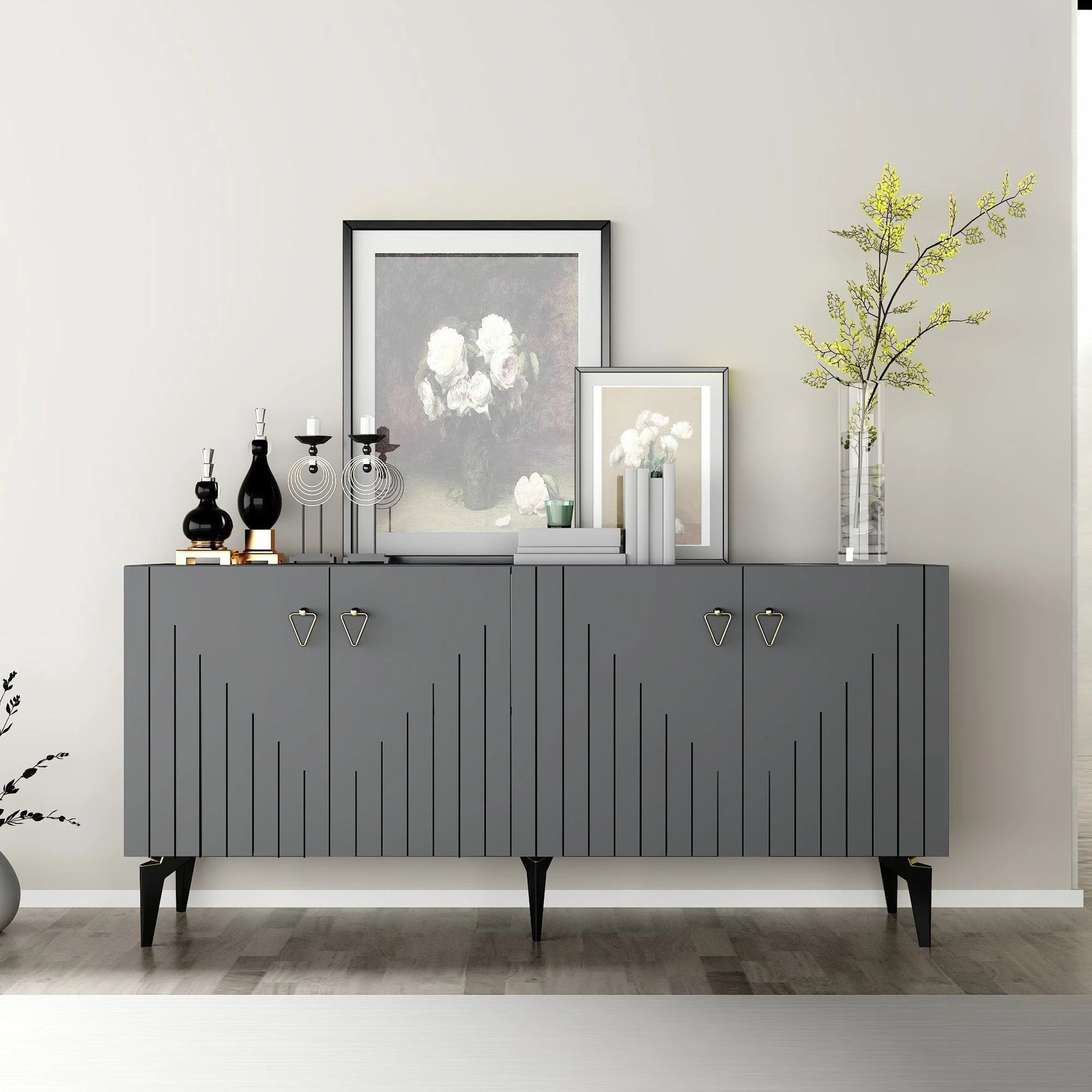 Konsolë Skye Decor, anthracite, gold, Meda