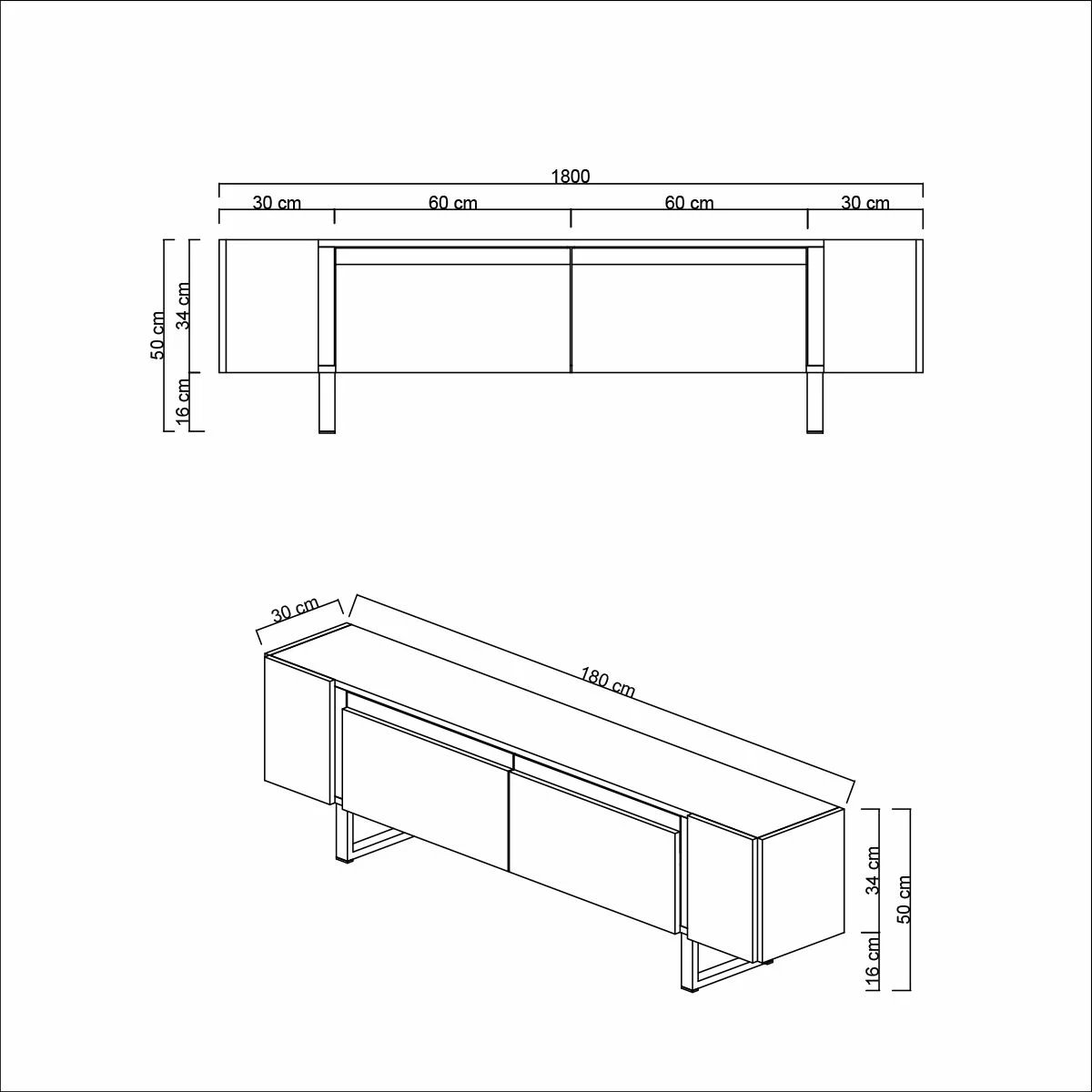 Komodë TV Hanah Home, Yildiz, travertin, argjend
