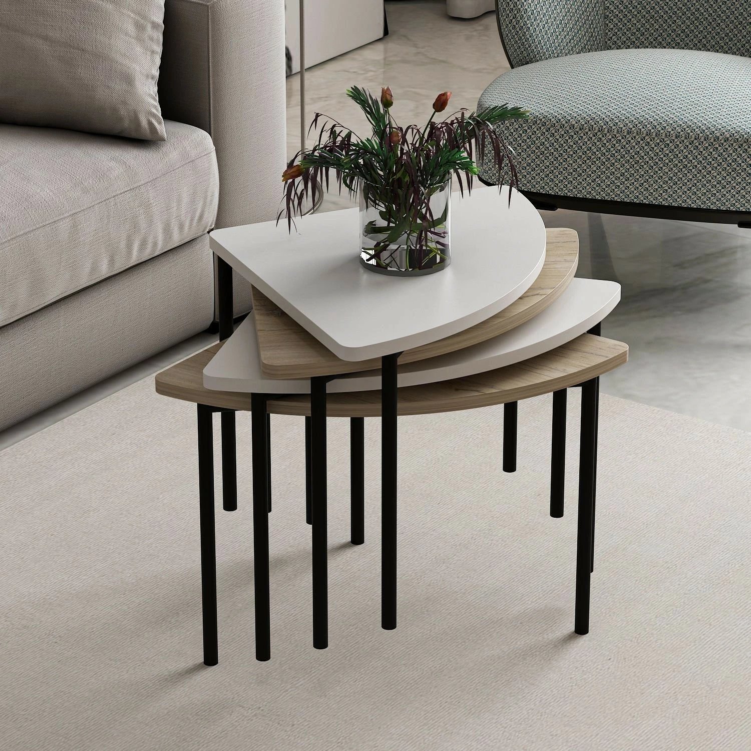 Tavolinë e ulët për kafe, Skye Decor, Emma - 8918, e bardhë