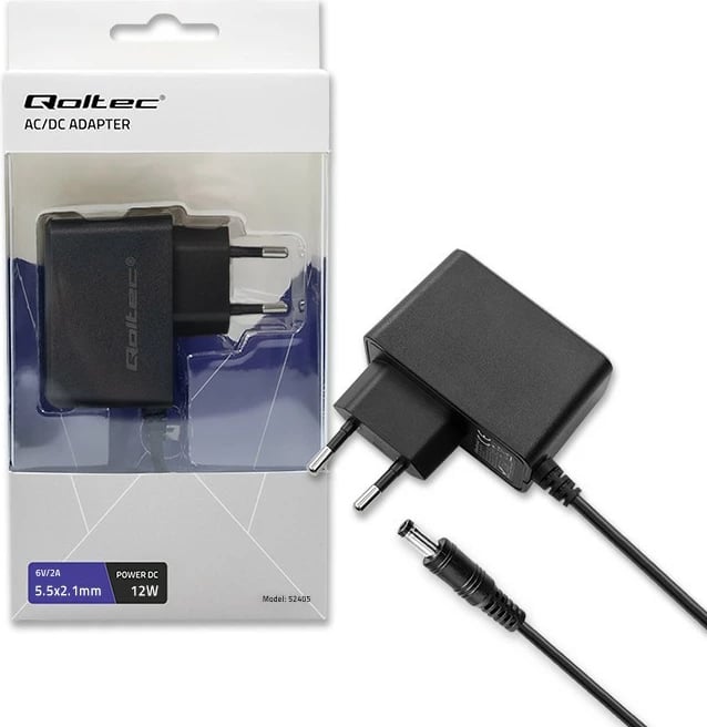 Adapter energjie Qoltec 52405, 12W, 6V, 2A, 5.5x2.1mm, i zi