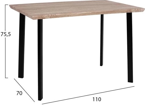 Tavolinë me karrige 5 pjesë FH10342 me sipërfaqe tavoline sonama dhe këmbë të zeza 110x70x75,5Y cm