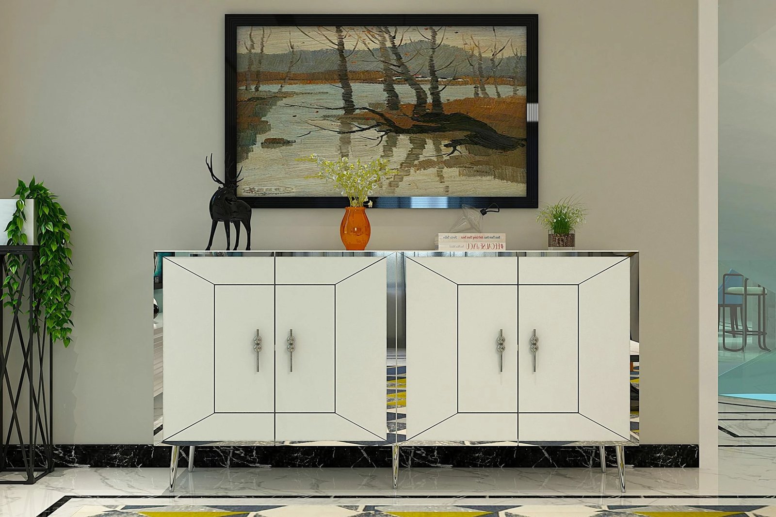 Konsol Skye Decor, Arno KB150, e bardhë, argjend