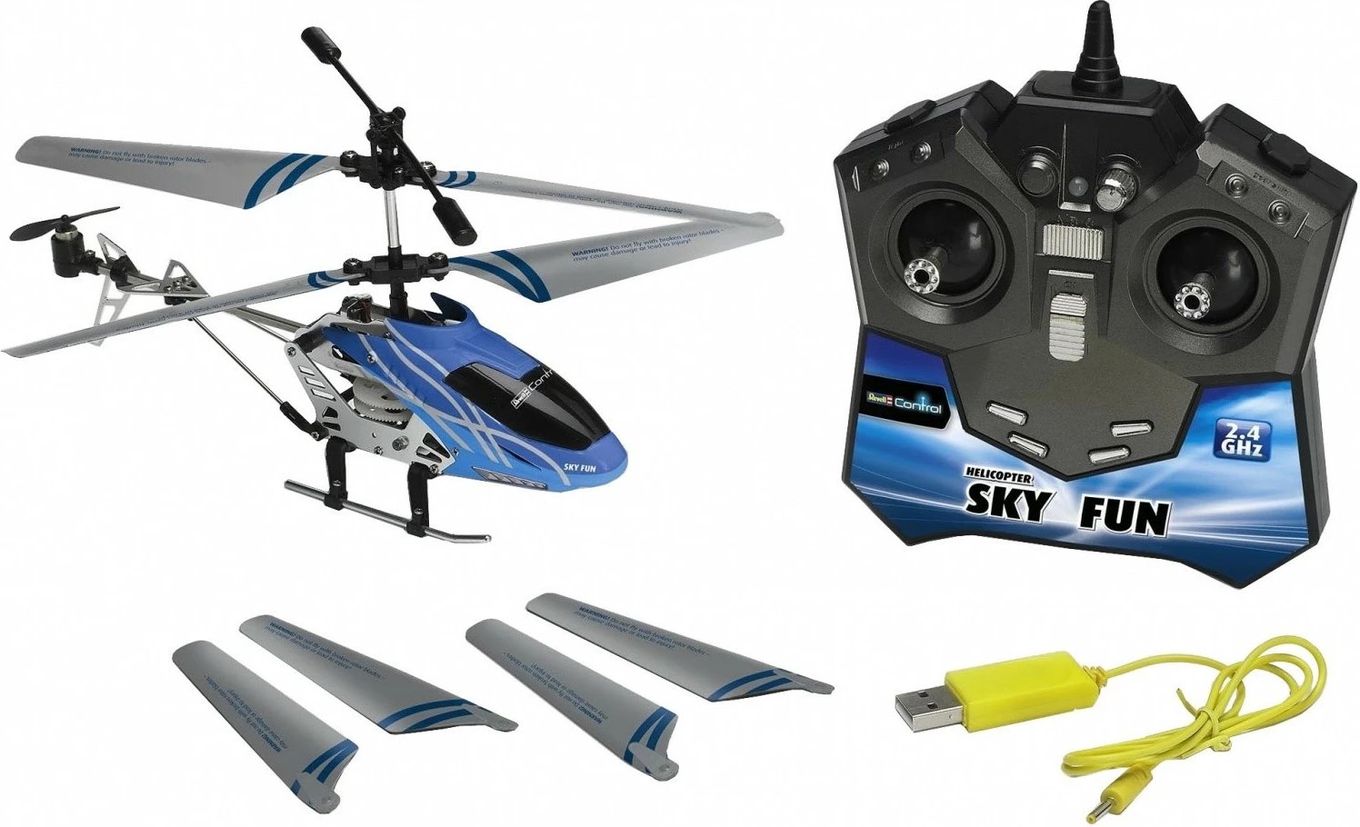 Helikopter me telekomandë Revell RC Sky Fun, 18.5 cm, i zi/blu/gri