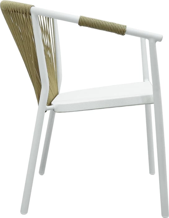 Karrige alumini, ngjyrë e bardhë, tekstilene-ratan, 56x63x82cm