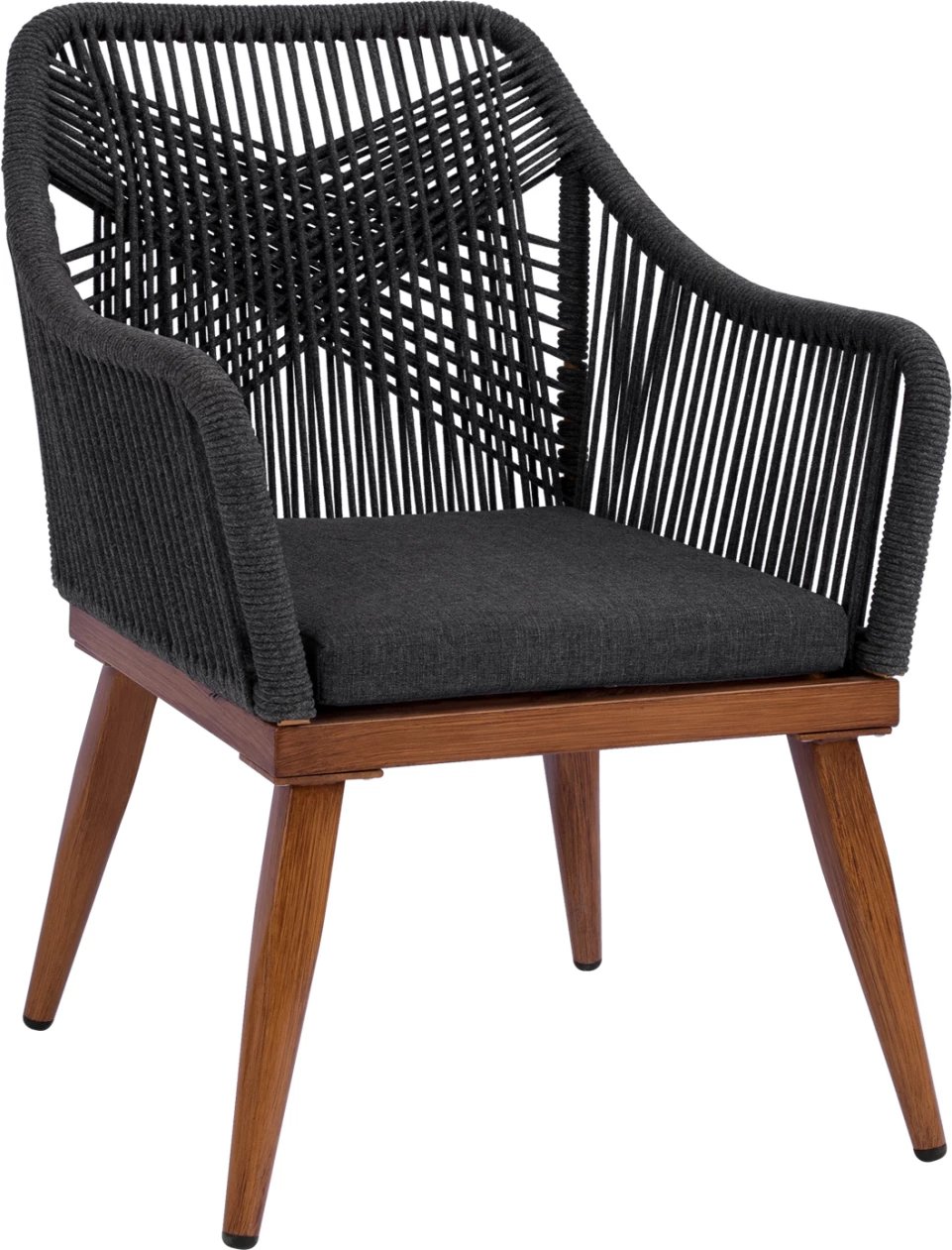 Karrige alumini MYRTIA FH5549.01 me litar gri dhe këmbë arre 62x63x90Hcm