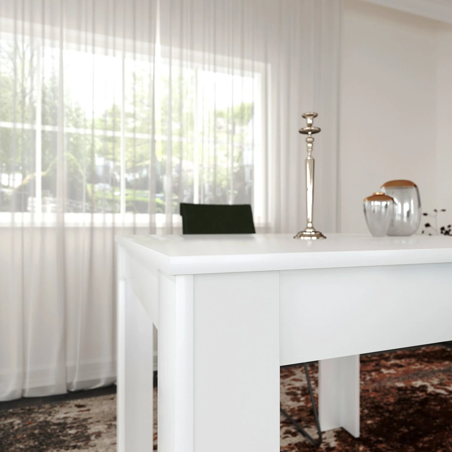 Tavolinë ngrënieje Hanah Home, një copë, 90cm, ngjyrë e bardhë shkëlqyese