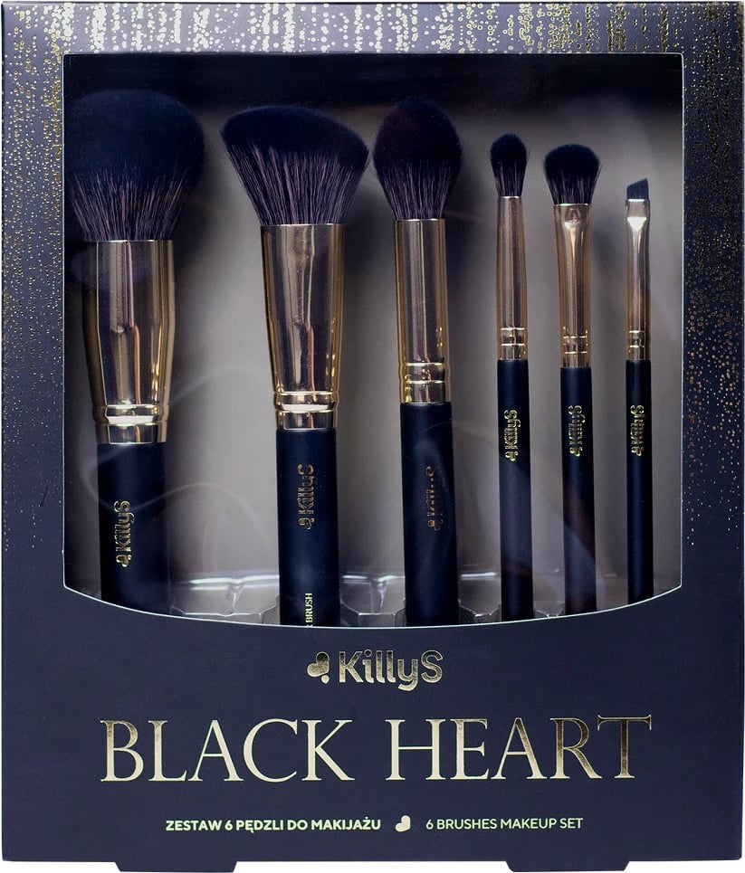 Set furçash për grim KillyS Black Heart 6 copë