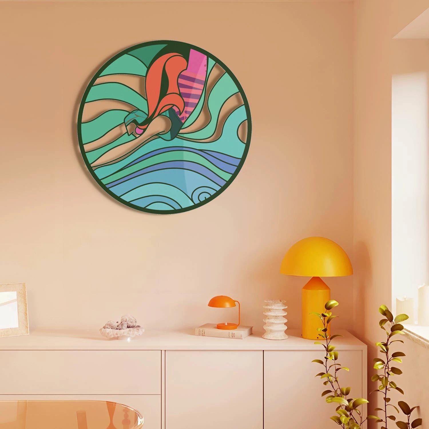 Aksesor dekorativ metalik për mur, Nature’s Melody, Wallity, APT821, 49x49cm