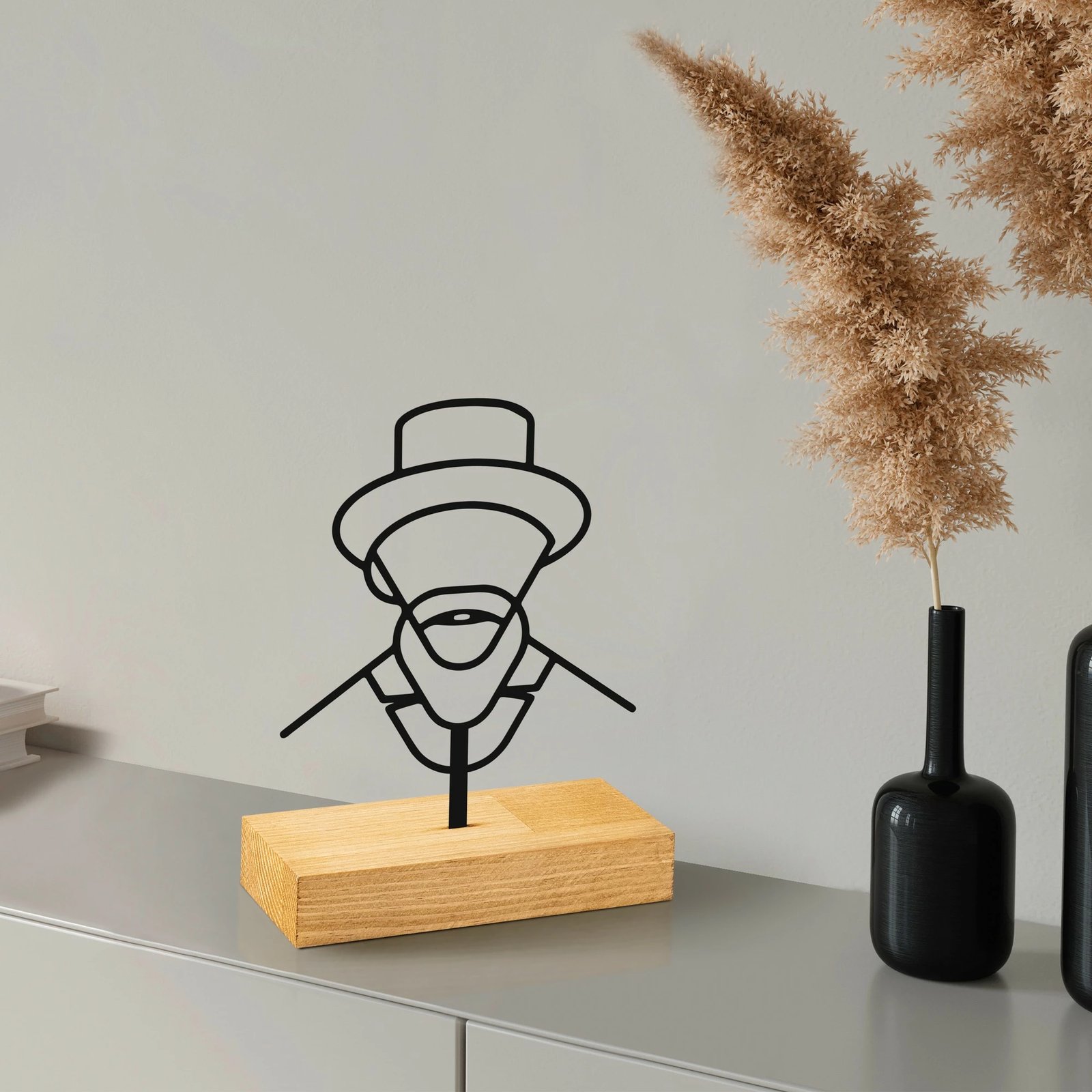 Objekt dekorativ Aberto Design, Vincent, ngjyrë e zezë dhe druri