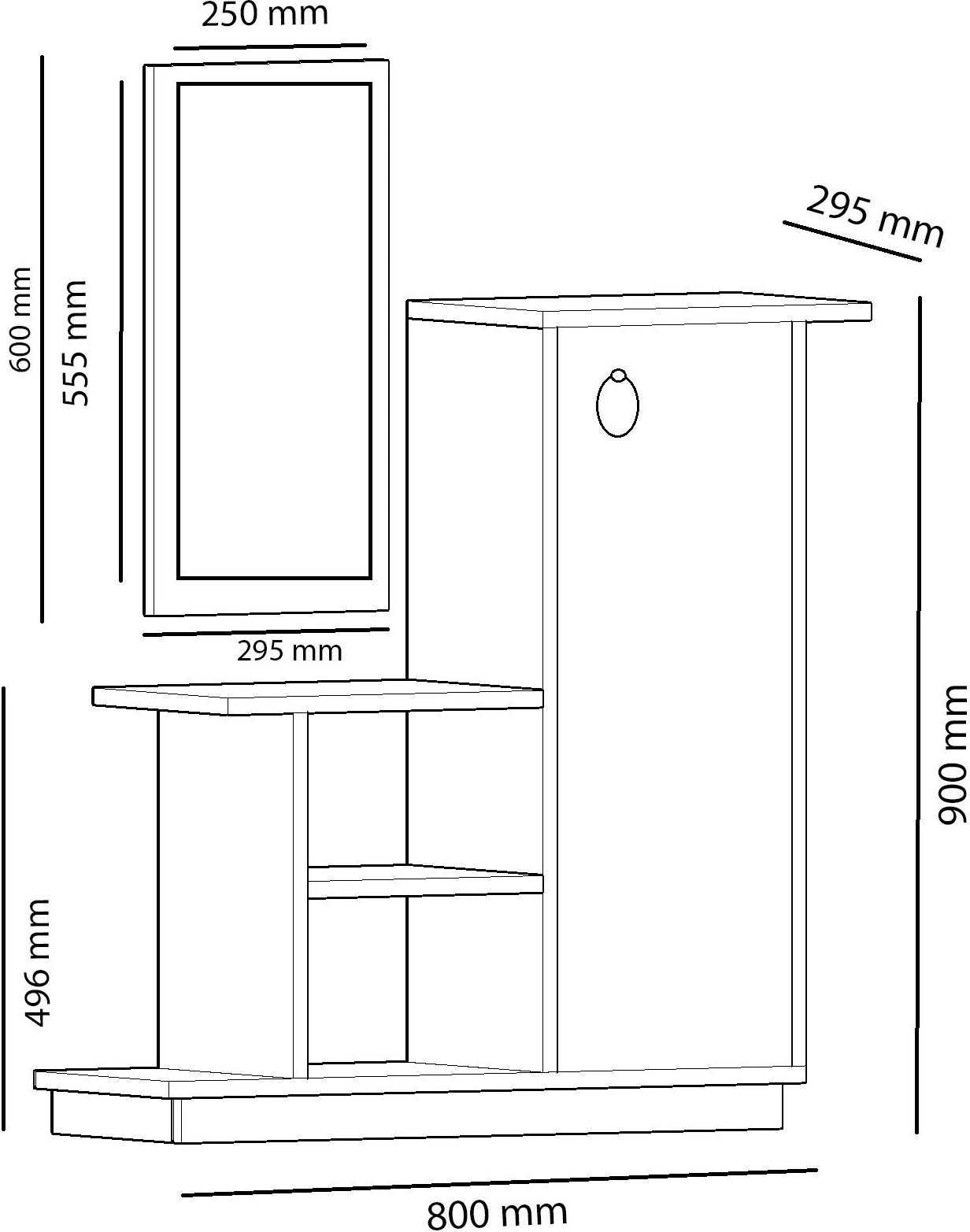 Stendë për korridor, stil skandinav, ngjyrë lis dhe antracit, Hanah Home, Asia