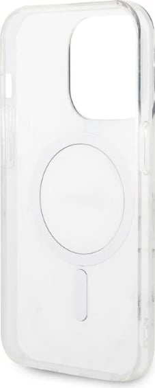 Set mbështjellës Guess Marble Collection me karikues wireless MagSafe për iPhone 14 Pro Max, 6.7", zi/artë